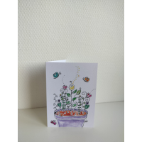 Wenskaart Bloemen in Bloempot - Fleurige kaart inclusief envelop