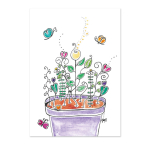 Wenskaart Bloemen in Bloempot - Fleurige kaart inclusief envelop